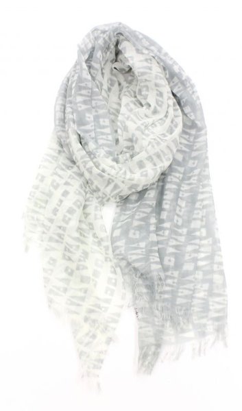 画像2: 光透けるストール　プリント小紋柄　グレー (2)